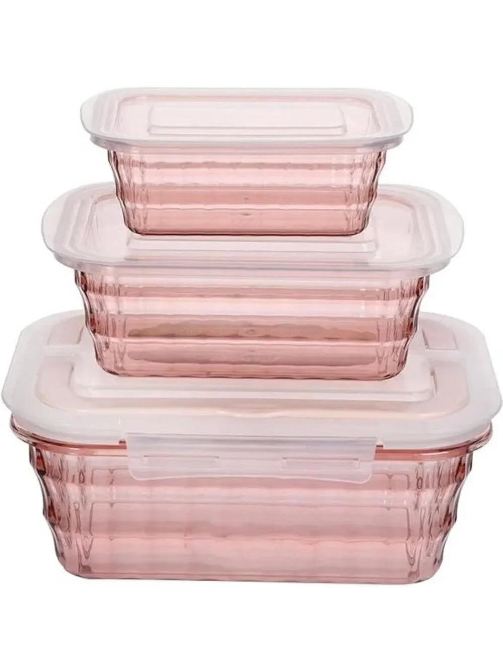 Food Storage Containers Set of 3 Meal Prep Salad Bowls BPA Free Pink To Go